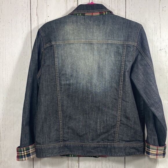 Coldwater Creek Plaid Lined Denim Jacket Womens S Preppy Classic Fall Layering - Picture 12 of 12